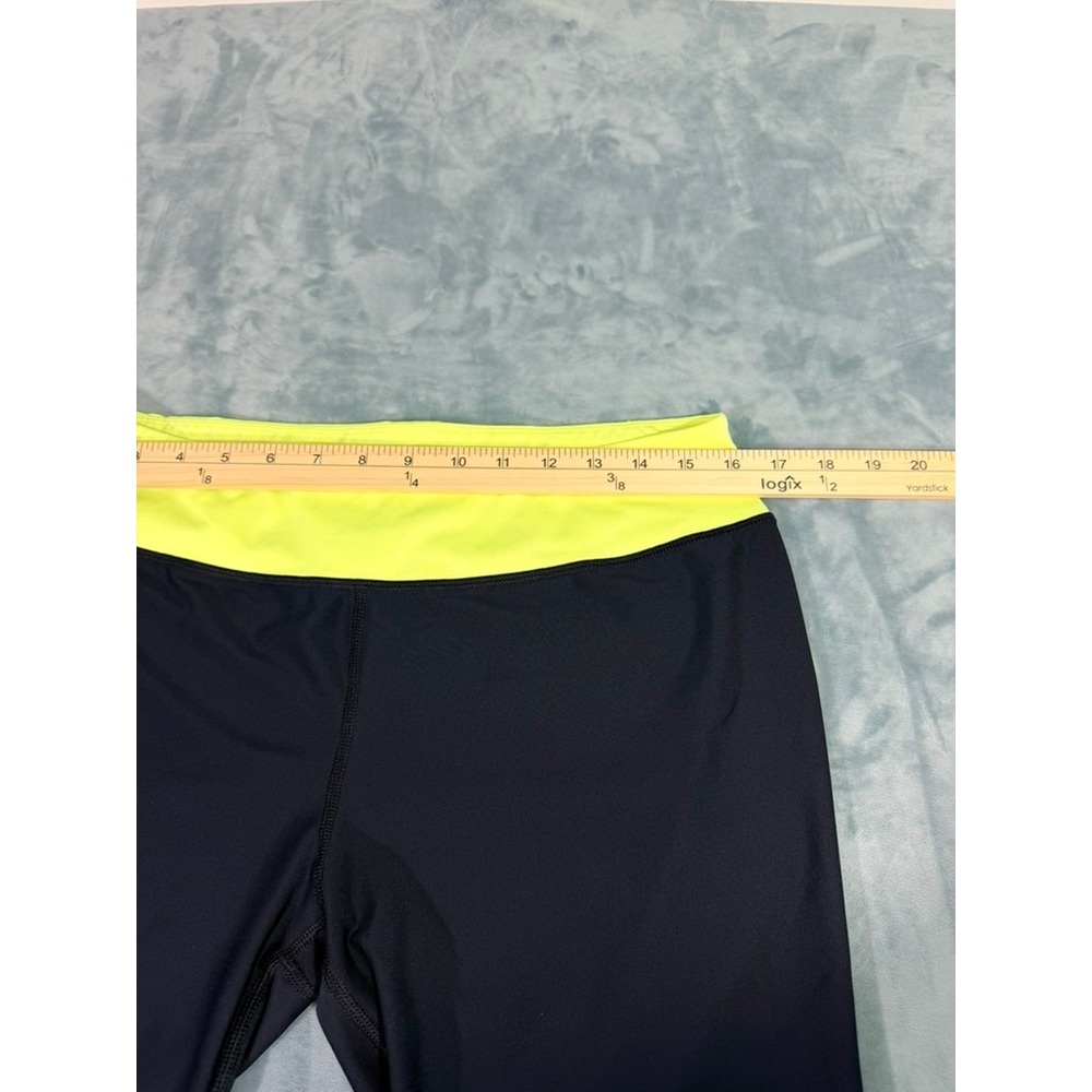 Under Armour HeatGear Womens Large Black Neon Yellow Cropped Leggings Fitted - Picture 3 of 8